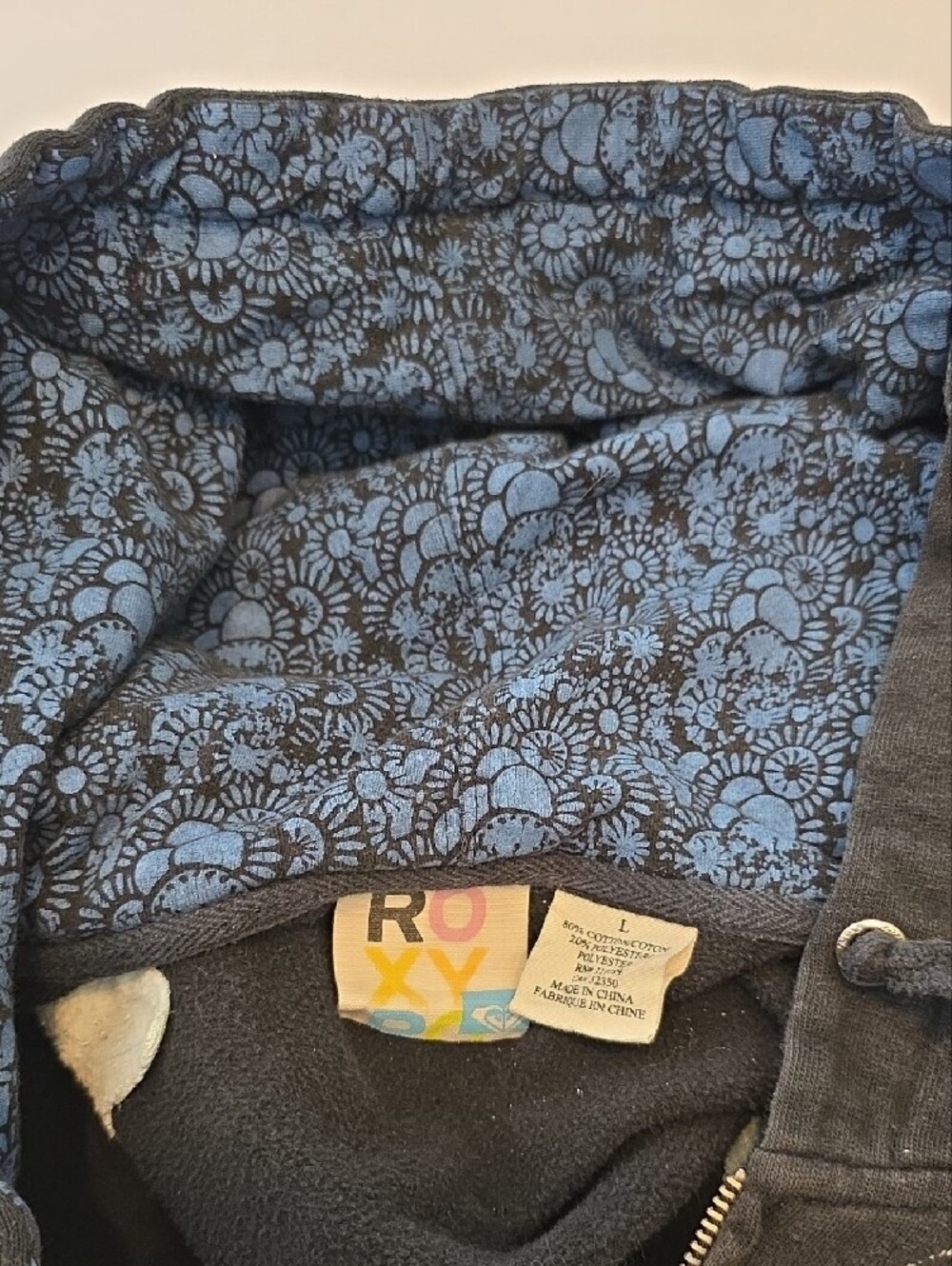 Roxy Full Zip Hoodie Black Graphic Womens Size Large Vintage Y2K Surf Grunge - Picture 16 of 16